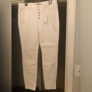 Judy Blue White Button Fly High Waist Skinny Jeans